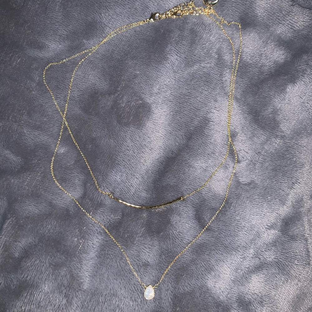 Gold adjustable length 2 piece necklace set